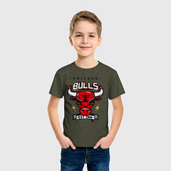 Футболка хлопковая детская Chicago Bulls est. 1966, цвет: меланж-хаки — фото 2