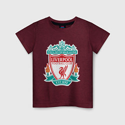 Футболка хлопковая детская Liverpool FC, цвет: меланж-бордовый