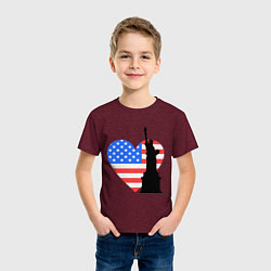 Футболка хлопковая детская Люблю Америку, цвет: меланж-бордовый — фото 2