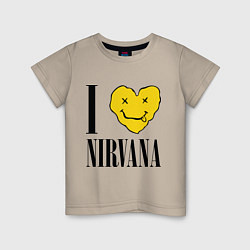 Футболка хлопковая детская I love Nirvana, цвет: миндальный