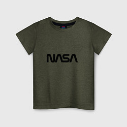 Футболка хлопковая детская NASA, цвет: меланж-хаки