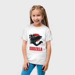 Футболка хлопковая детская Godzilla: Red Sun, цвет: белый — фото 2