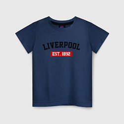 Футболка хлопковая детская FC Liverpool Est. 1892, цвет: тёмно-синий