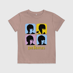 Футболка хлопковая детская The Beatles: pop-art, цвет: пыльно-розовый