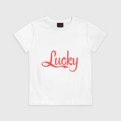 Футболка хлопковая детская Lucky logo, цвет: белый