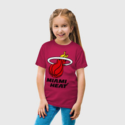 Футболка хлопковая детская Miami Heat-logo, цвет: маджента — фото 2