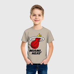 Футболка хлопковая детская Miami Heat-logo, цвет: миндальный — фото 2