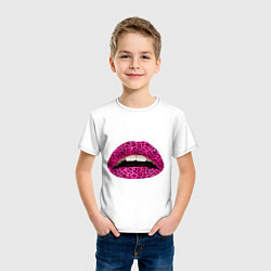 Футболка хлопковая детская Pink leopard lips, цвет: белый — фото 2