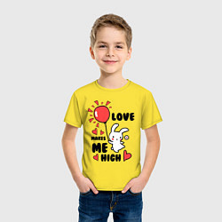 Футболка хлопковая детская Love makes me high, цвет: желтый — фото 2