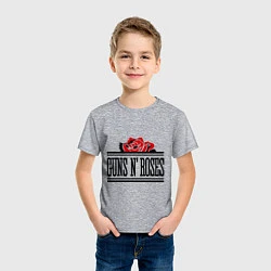 Футболка хлопковая детская Guns n Roses: rose, цвет: меланж — фото 2
