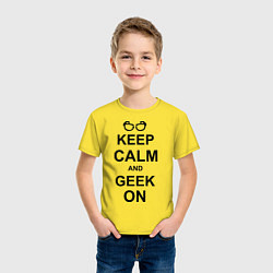 Футболка хлопковая детская Кeep calm and geek on, цвет: желтый — фото 2