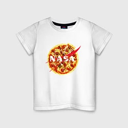 Футболка хлопковая детская NASA: Pizza, цвет: белый