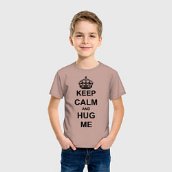 Футболка хлопковая детская Keep Calm & Hug Mе, цвет: пыльно-розовый — фото 2