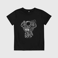 Футболка хлопковая детская Space Music, цвет: черный