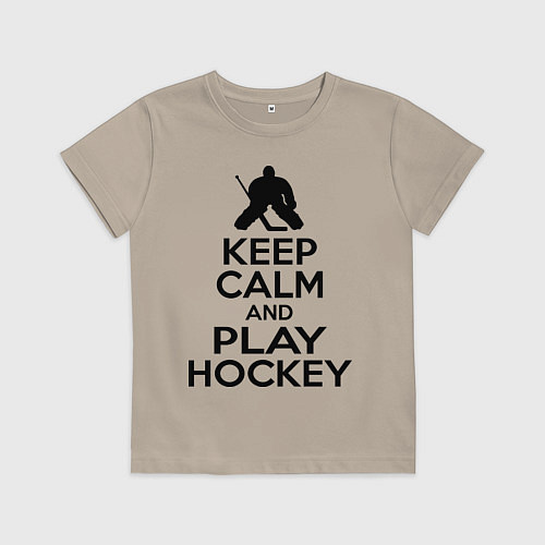 Детская футболка Keep Calm & Play Hockey / Миндальный – фото 1
