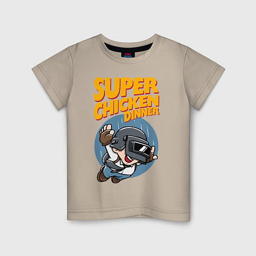 Детская футболка Super chiken dinner / Миндальный – фото 1