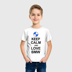 Футболка хлопковая детская Keep Calm & Love Bmw, цвет: белый — фото 2