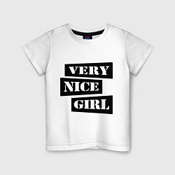 Футболка хлопковая детская Very nice girl, цвет: белый