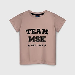 Футболка хлопковая детская Team MSK est. 1147, цвет: пыльно-розовый