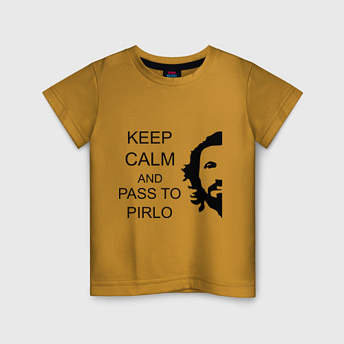 Детская футболка Keep Calm & Pass To Pirlo / Горчичный – фото 1