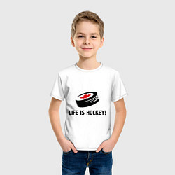 Футболка хлопковая детская Life is hockey!, цвет: белый — фото 2