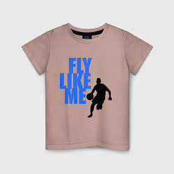Футболка хлопковая детская Fly like me, цвет: пыльно-розовый
