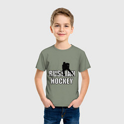 Футболка хлопковая детская Russian hockey, цвет: авокадо — фото 2