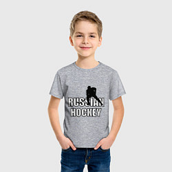Футболка хлопковая детская Russian hockey, цвет: меланж — фото 2