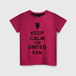 Футболка хлопковая детская Keep Calm & United fan, цвет: маджента