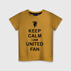 Футболка хлопковая детская Keep Calm & United fan, цвет: горчичный