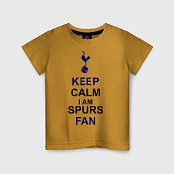 Футболка хлопковая детская Keep Calm & Spurs fan, цвет: горчичный