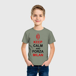 Футболка хлопковая детская Keep Calm & Forza Milan, цвет: авокадо — фото 2