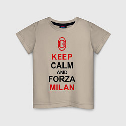 Футболка хлопковая детская Keep Calm & Forza Milan, цвет: миндальный