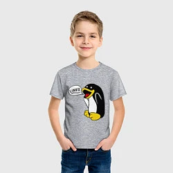 Футболка хлопковая детская Пингвин: Linux, цвет: меланж — фото 2