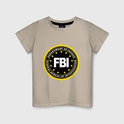 Футболка хлопковая детская FBI Departament, цвет: миндальный