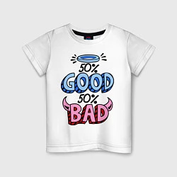 Футболка хлопковая детская Good / Bad, цвет: белый