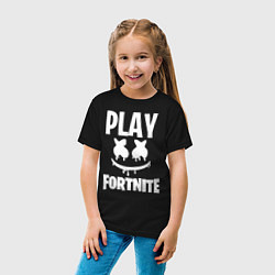 Футболка хлопковая детская Marshmello: Play Fortnite, цвет: черный — фото 2