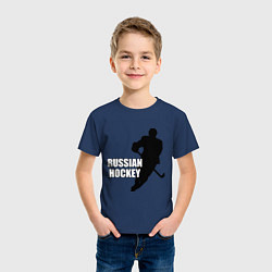 Футболка хлопковая детская Russian Red Hockey, цвет: тёмно-синий — фото 2