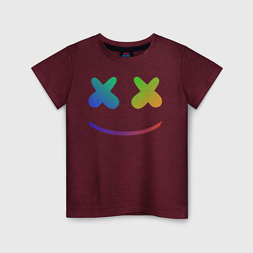 Детская футболка Marshmello: Rainbow Face / Меланж-бордовый – фото 1
