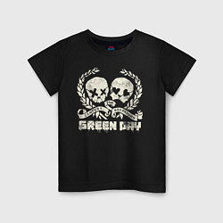 Футболка хлопковая детская Green Day: Skulls Love, цвет: черный