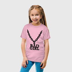 Футболка хлопковая детская Bad girl chain цвета светло-розовый — фото 2