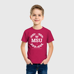 Футболка хлопковая детская MSU, цвет: маджента — фото 2