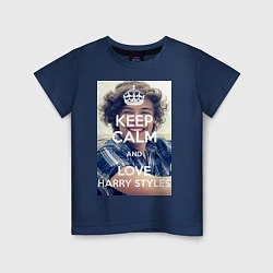 Футболка хлопковая детская Keep Calm & Love Harry Styles, цвет: тёмно-синий