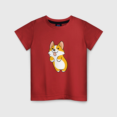 Детская футболка Корги лапочка / Красный – фото 1