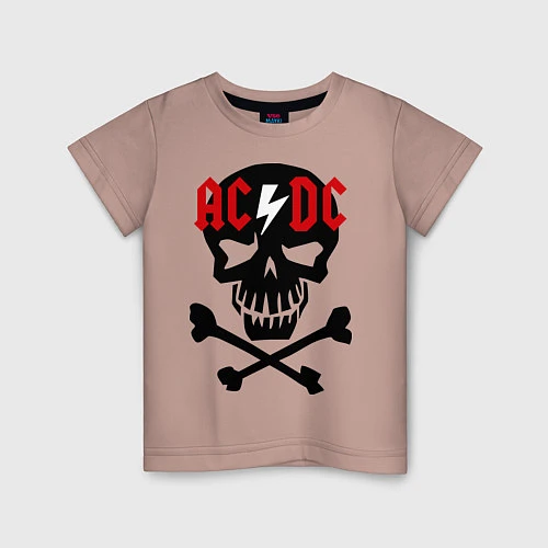 Детская футболка AC/DC Skull / Пыльно-розовый – фото 1