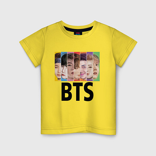 Детская футболка BTS: Boys Faces / Желтый – фото 1