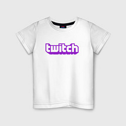 Футболка хлопковая детская Twitch Logo, цвет: белый