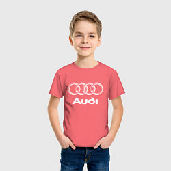 Футболка хлопковая детская AUDI, цвет: коралловый — фото 2