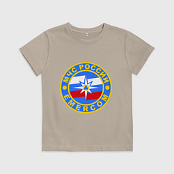 Футболка хлопковая детская Emercom Russia, цвет: миндальный