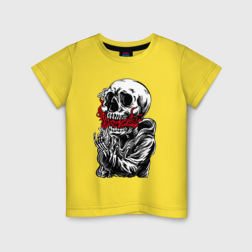 Детская футболка Череп, пламя, дым / Желтый – фото 1